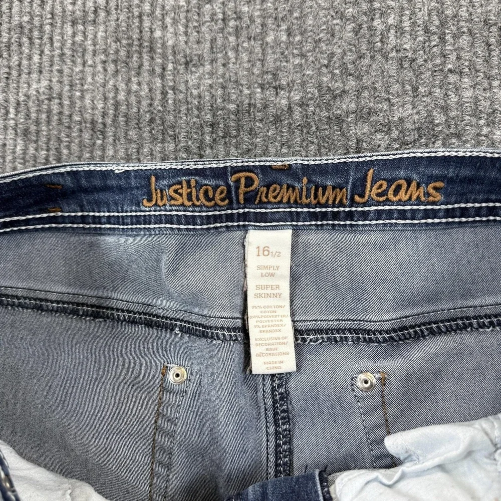 Justice‎ Premium Jeans Girls 16 Plus Blue Super Skinny Simply Low Stretch Denim